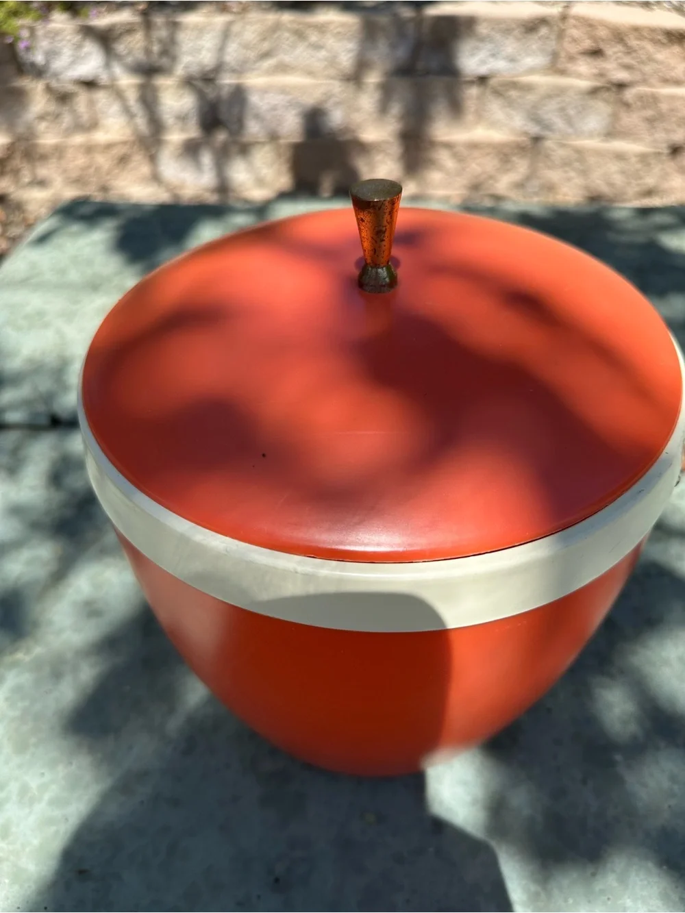 Mid-century MCM Orange Vintage Long Horn Ice Bucket